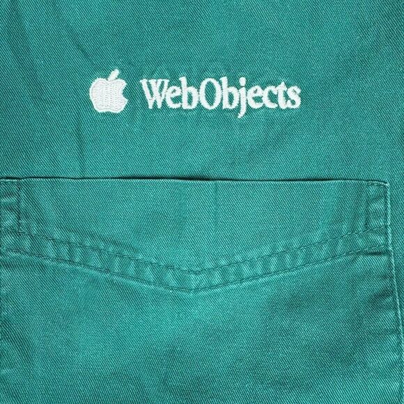 Vintage 90s Apple WebObjects Employee Shirt XL Green Button Down Logo macintosh - Picture 3 of 7